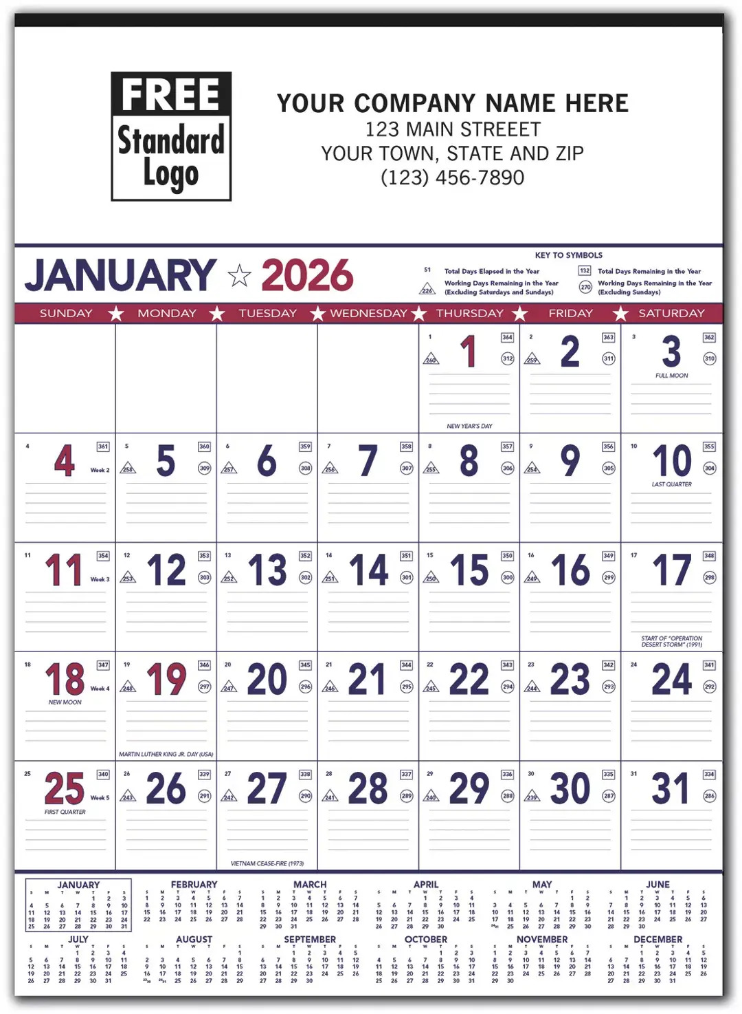 2026 Patriotic Contractor Calendars with Custom Printing