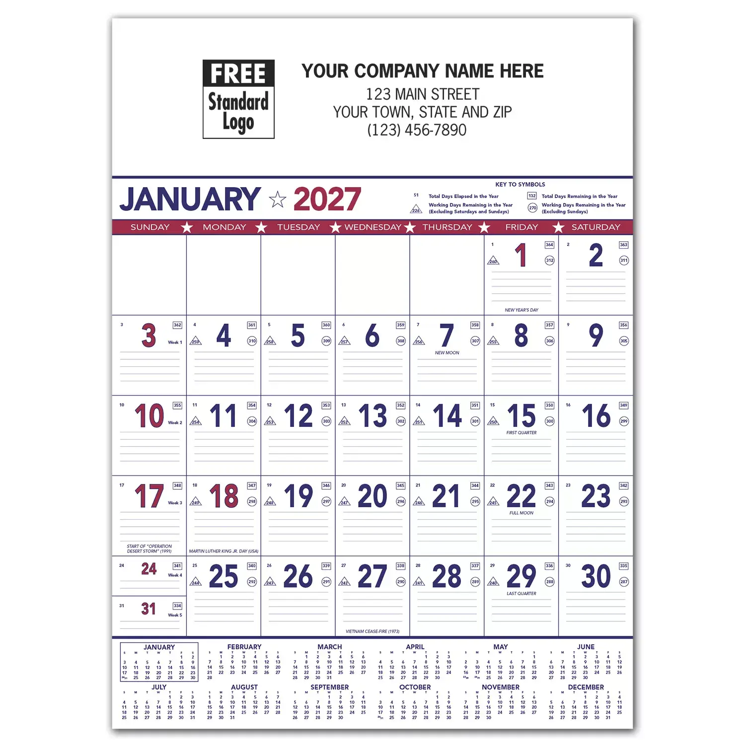 2027 Patriotic Contractor Calendars with Custom Printing