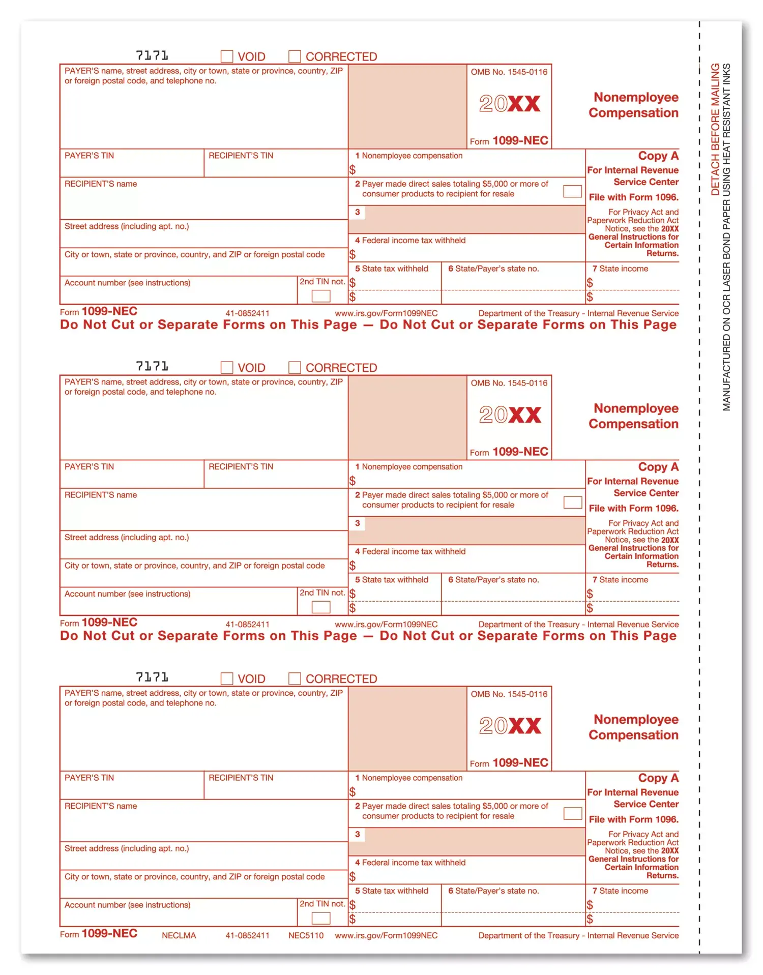 1099 NEC Forms - Copy A