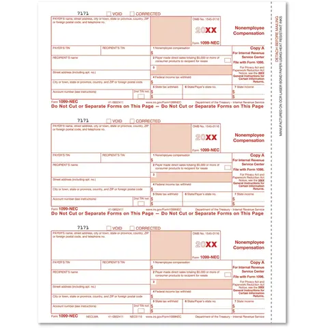 1099 NEC Forms - Copy A