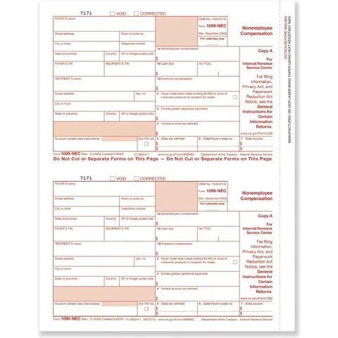 1099 NEC Forms - Copy A