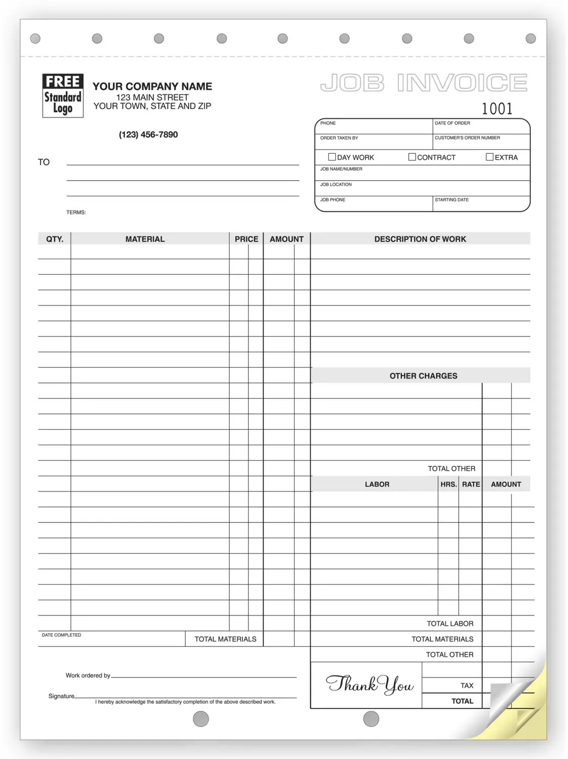 Triplicate Carbonless Job Invoices Printing