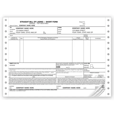 9252 - Continuous Straight Bills of Lading - Short Form