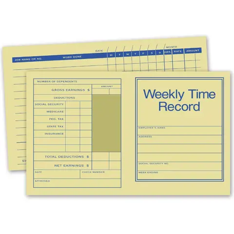 Weekly Time Record Cards