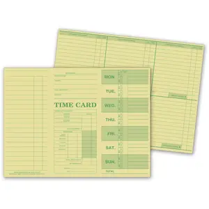 Green Employee Time Cards, Weekly