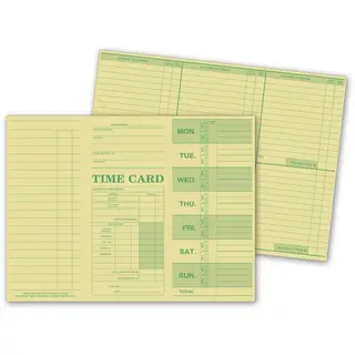 Green Employee Time Cards, Weekly