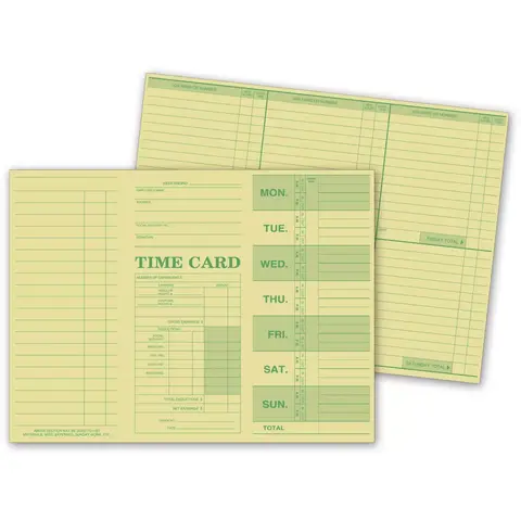 Green Employee Time Cards, Weekly