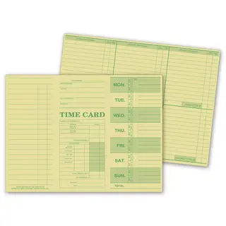 Green Employee Time Cards, Weekly