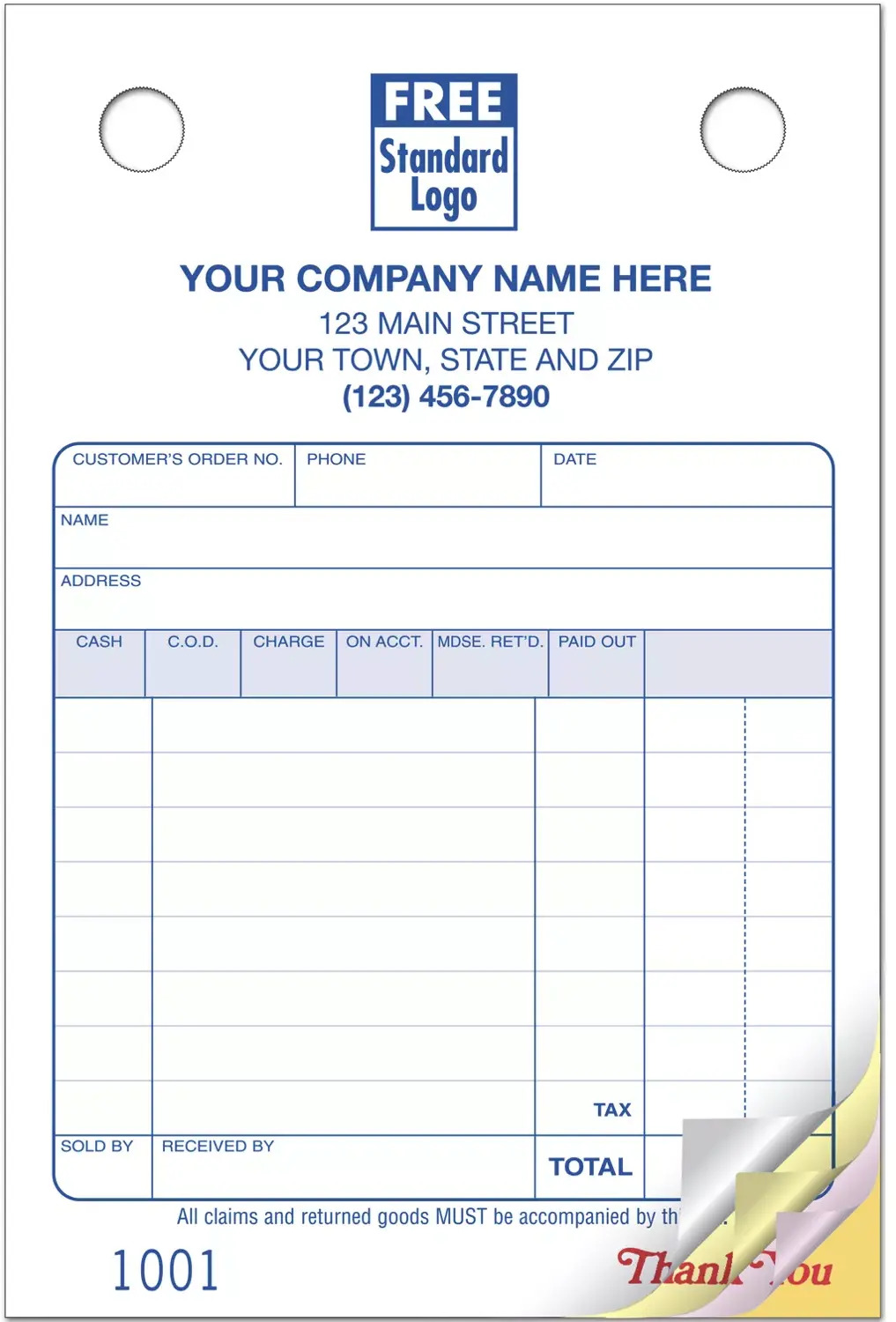 Retail Order Forms | Small Register Forms