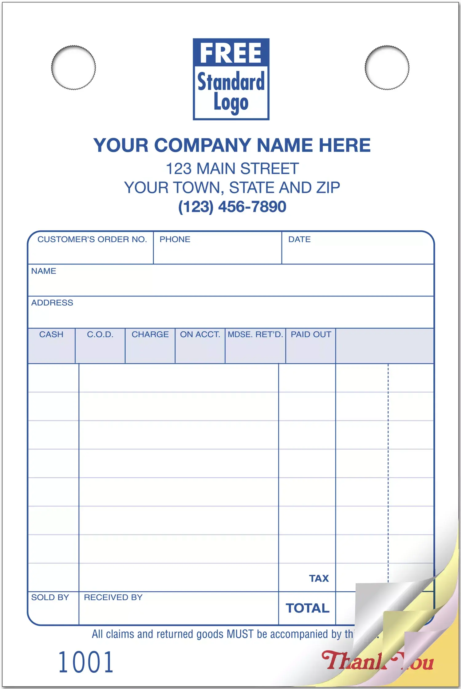 Retail Order Forms | Small Register Forms
