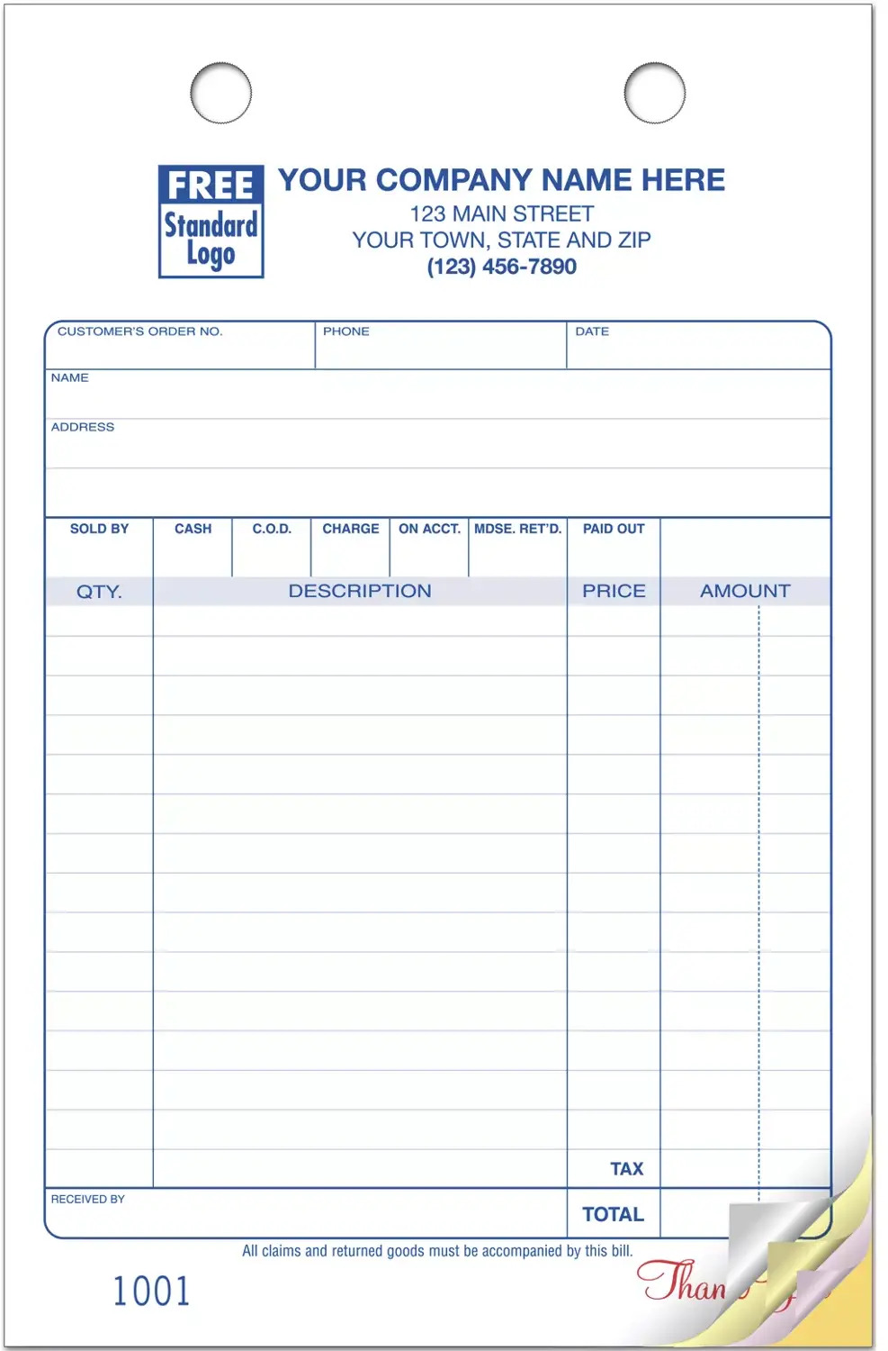 Retail Order Forms, Large