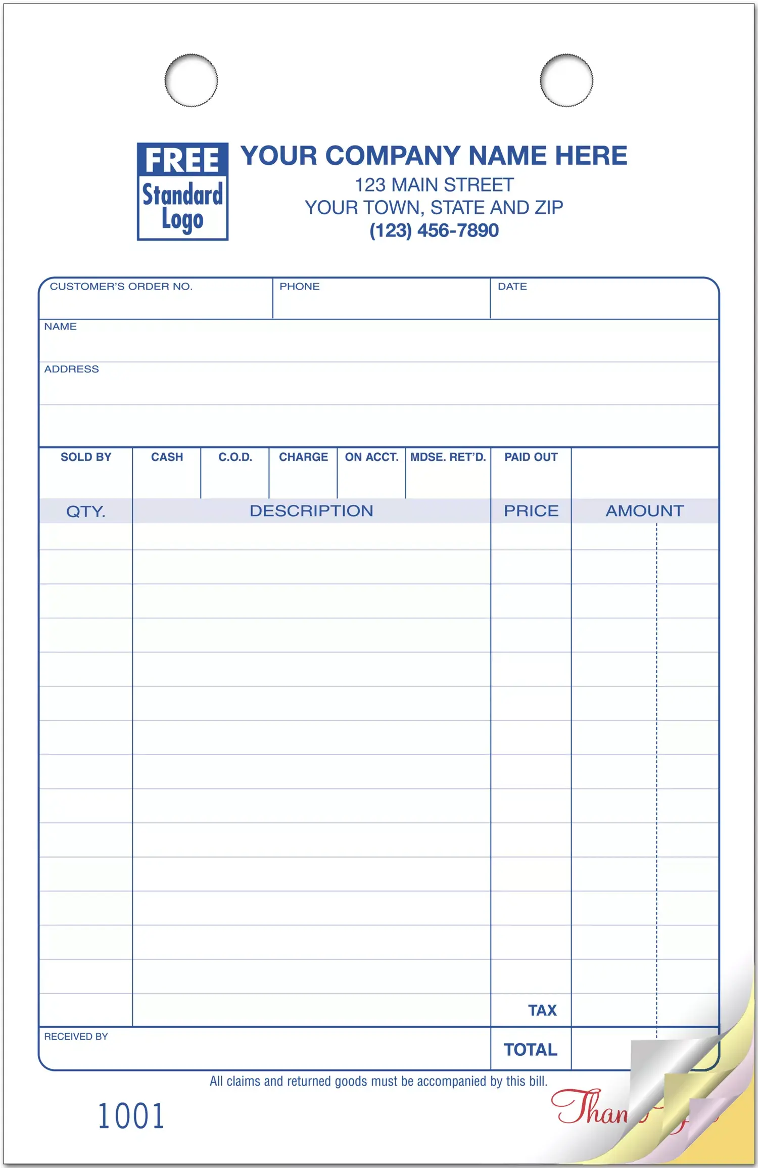 Retail Order Forms, Large
