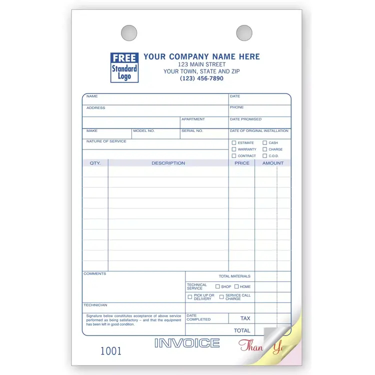 631 - Custom Service Order Forms Printing