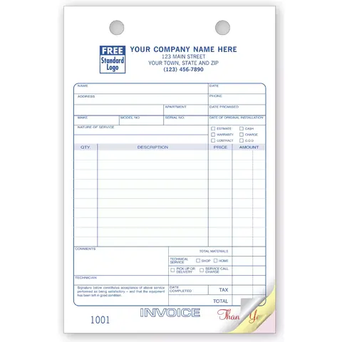 631 - Custom Service Order Forms Printing