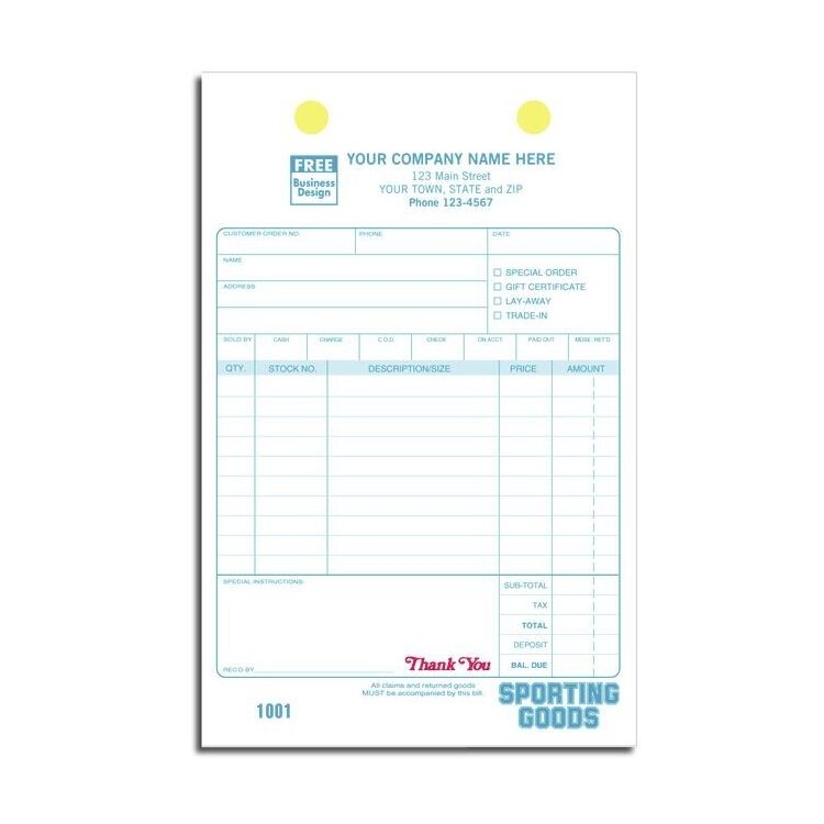 2522 - Sporting Goods Order Forms