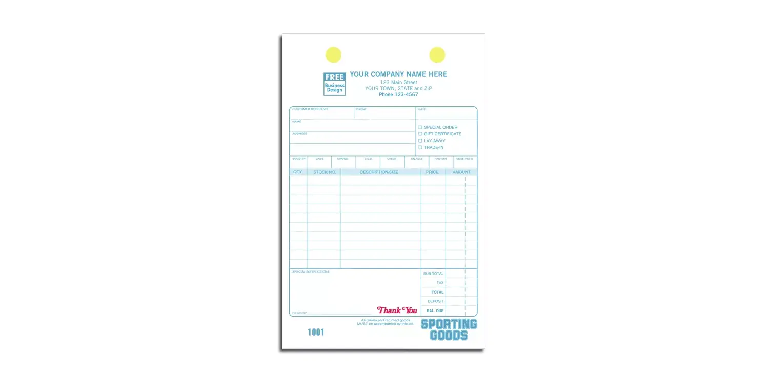 2522 - Sporting Goods Order Forms