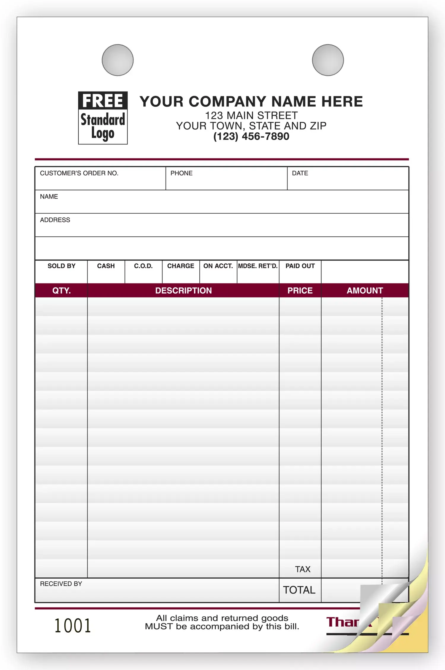 Large Register Forms for Retail Businesses