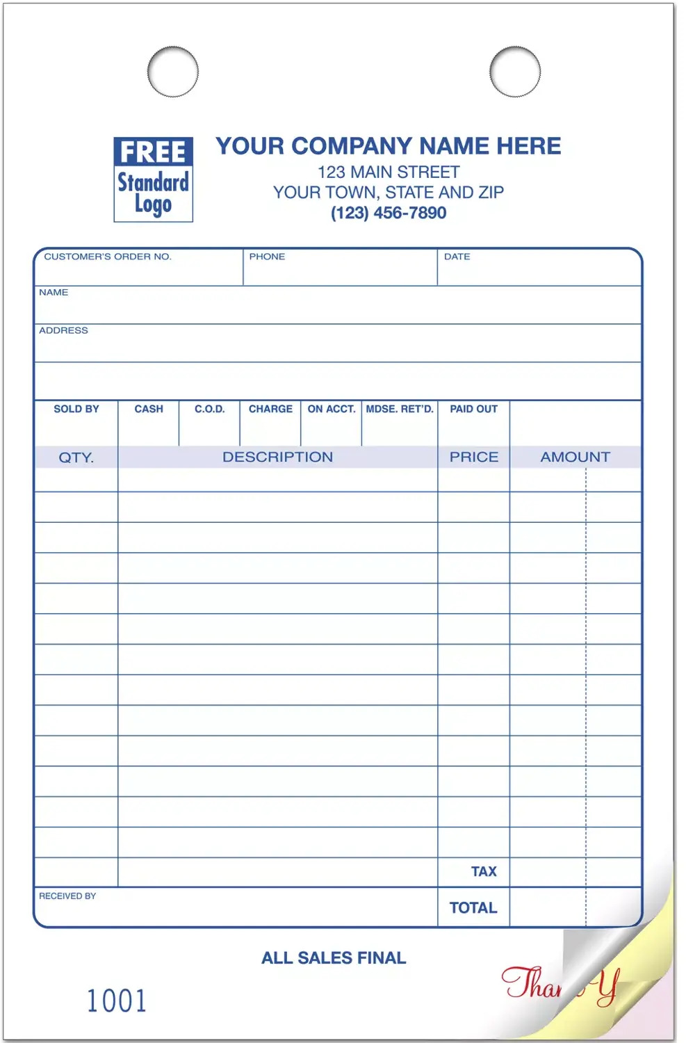 610SW - Order Forms with Special Text