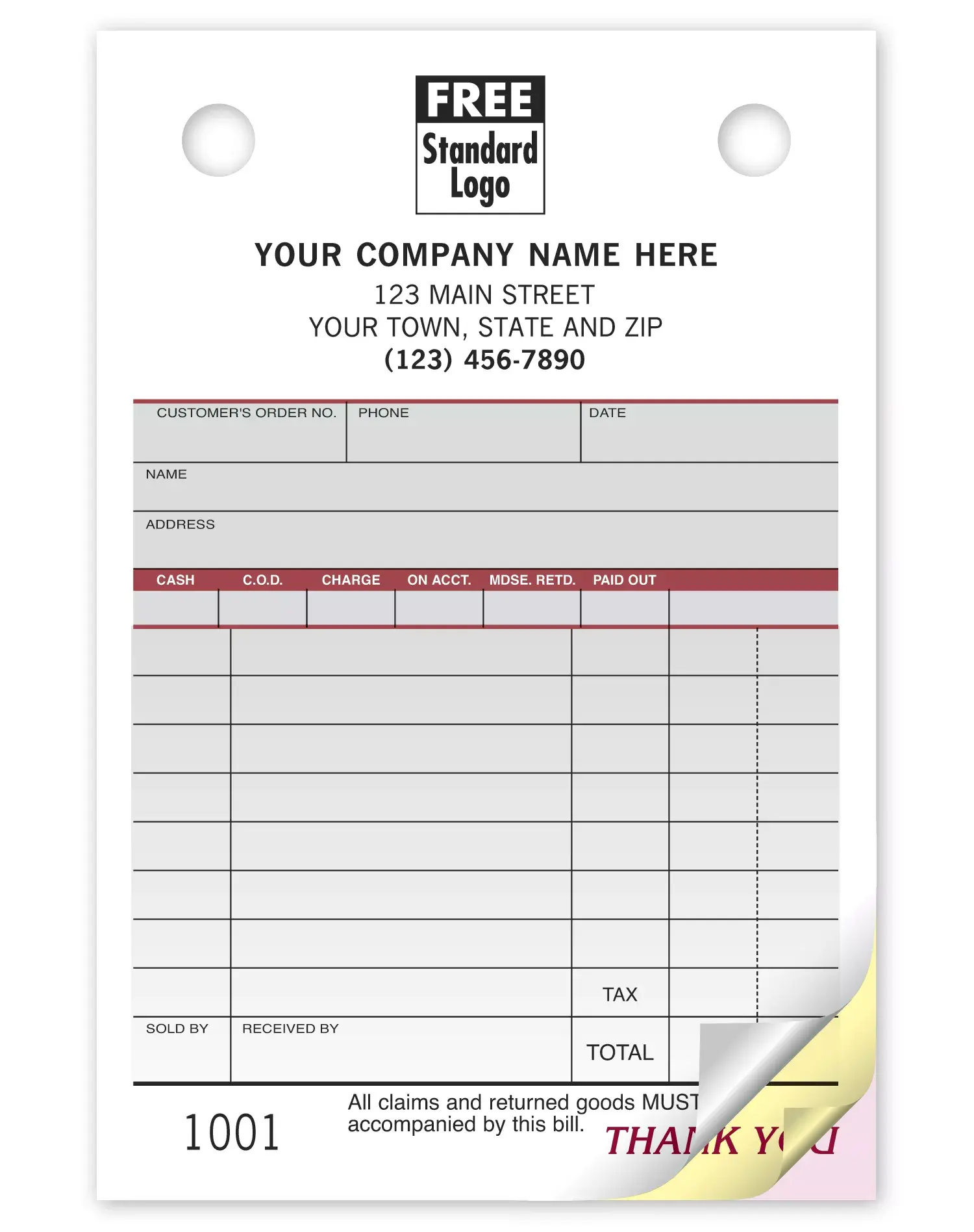 SP125 - Order Forms, Small - Spectra Collection