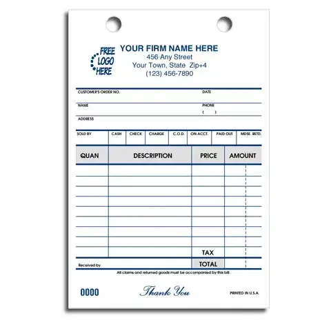14615 - Cash & Carry Register Forms