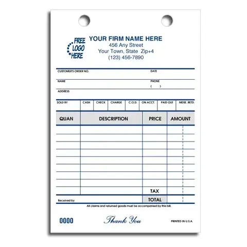14615 - Cash & Carry Register Forms