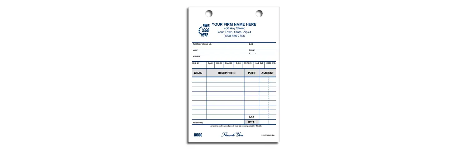 14615 - Cash & Carry Register Forms