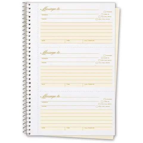 Spiral-Bound Phone Message Book with Numbering