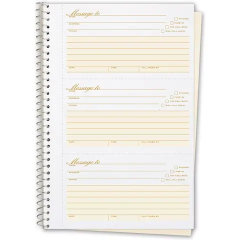 Spiral-Bound Phone Message Book with Numbering