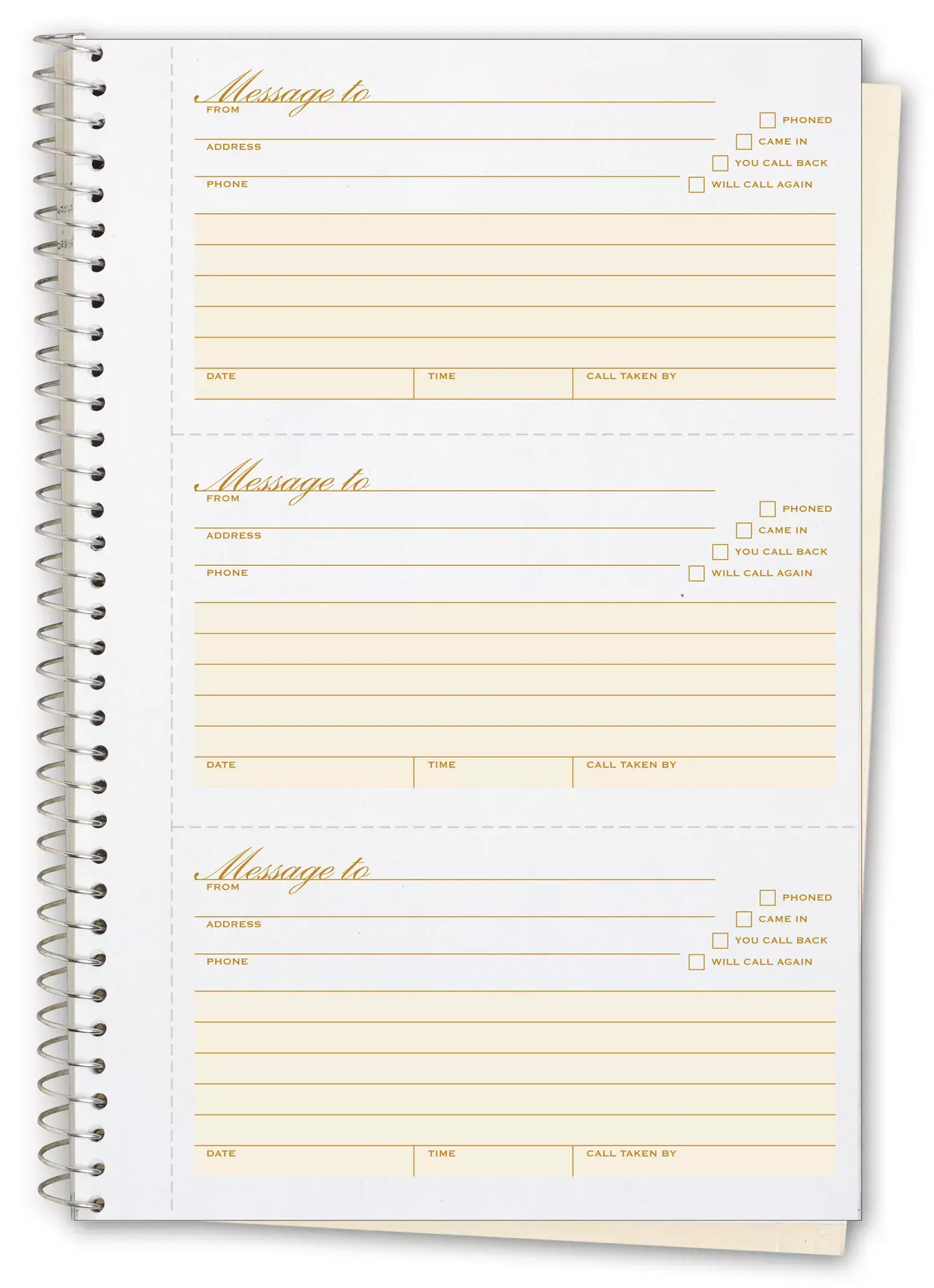Spiral-Bound Phone Message Book with Numbering