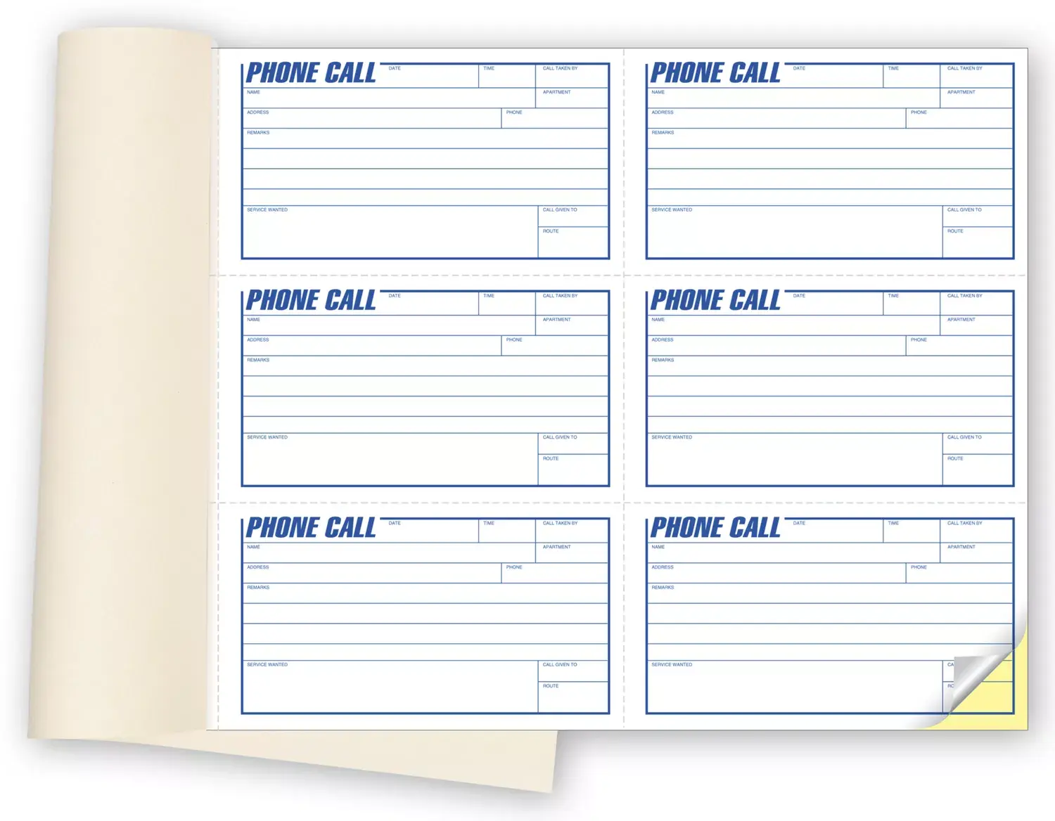 6-2 - Phone Message Books with Carbon Copy, 6 Calls per Page