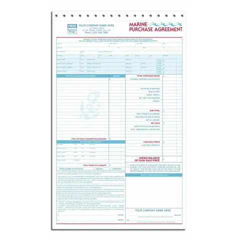 Pre Printed Purchase Agreements for Marine Sales