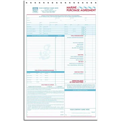 Pre Printed Purchase Agreements for Marine Sales