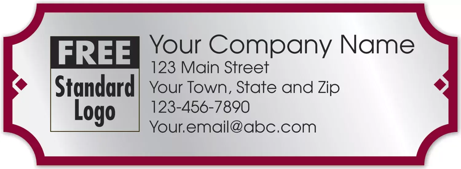 Custom silver labels with red border