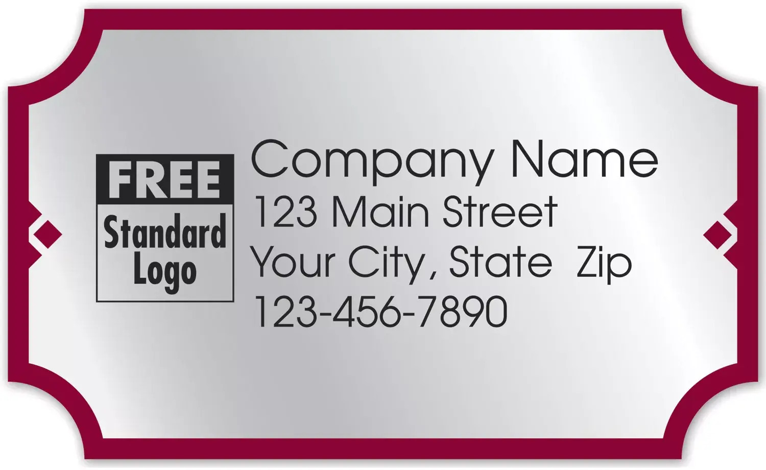 Silver foil labels with red border