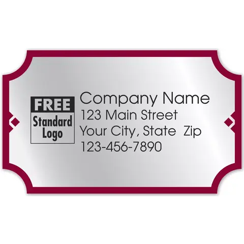 Silver foil labels with red border