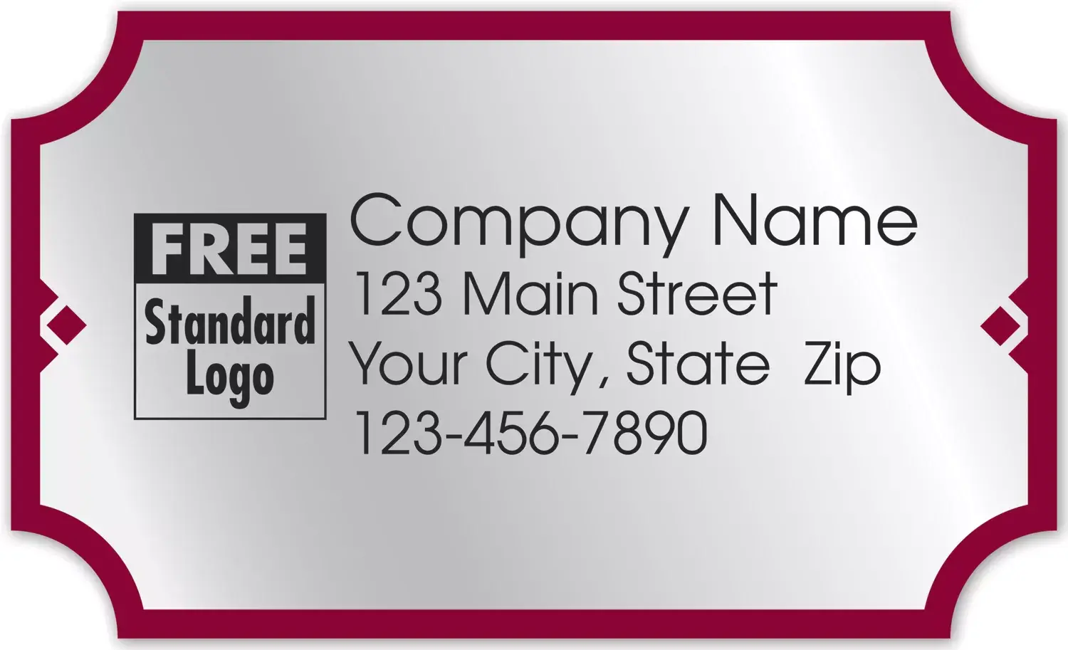 Silver foil labels with red border