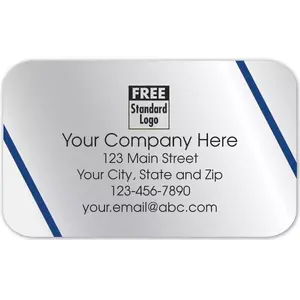 Custom silver foil labels with blue lines
