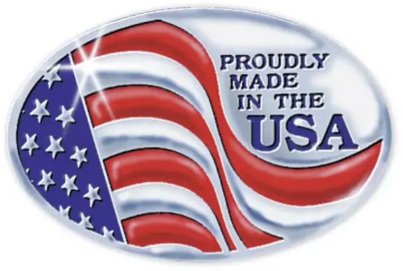 Custom Made In America Oval Labels, Size: 1 1/2" x 1"