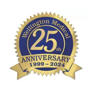 Gold foil anniversary labels for your business