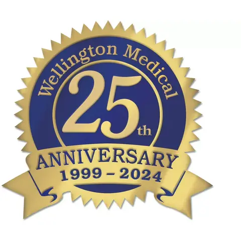 Gold foil anniversary labels for your business