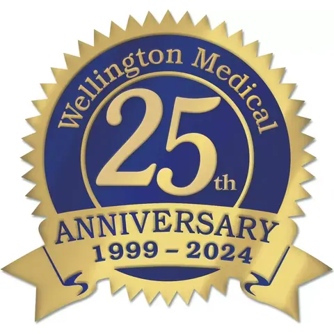 Gold foil anniversary labels for your business