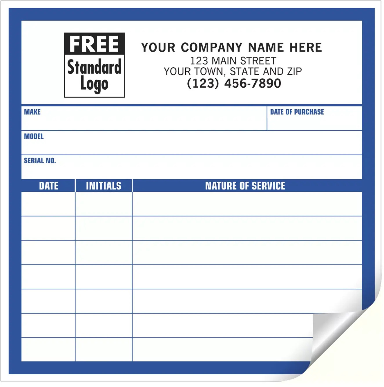 Large Service Record Labels