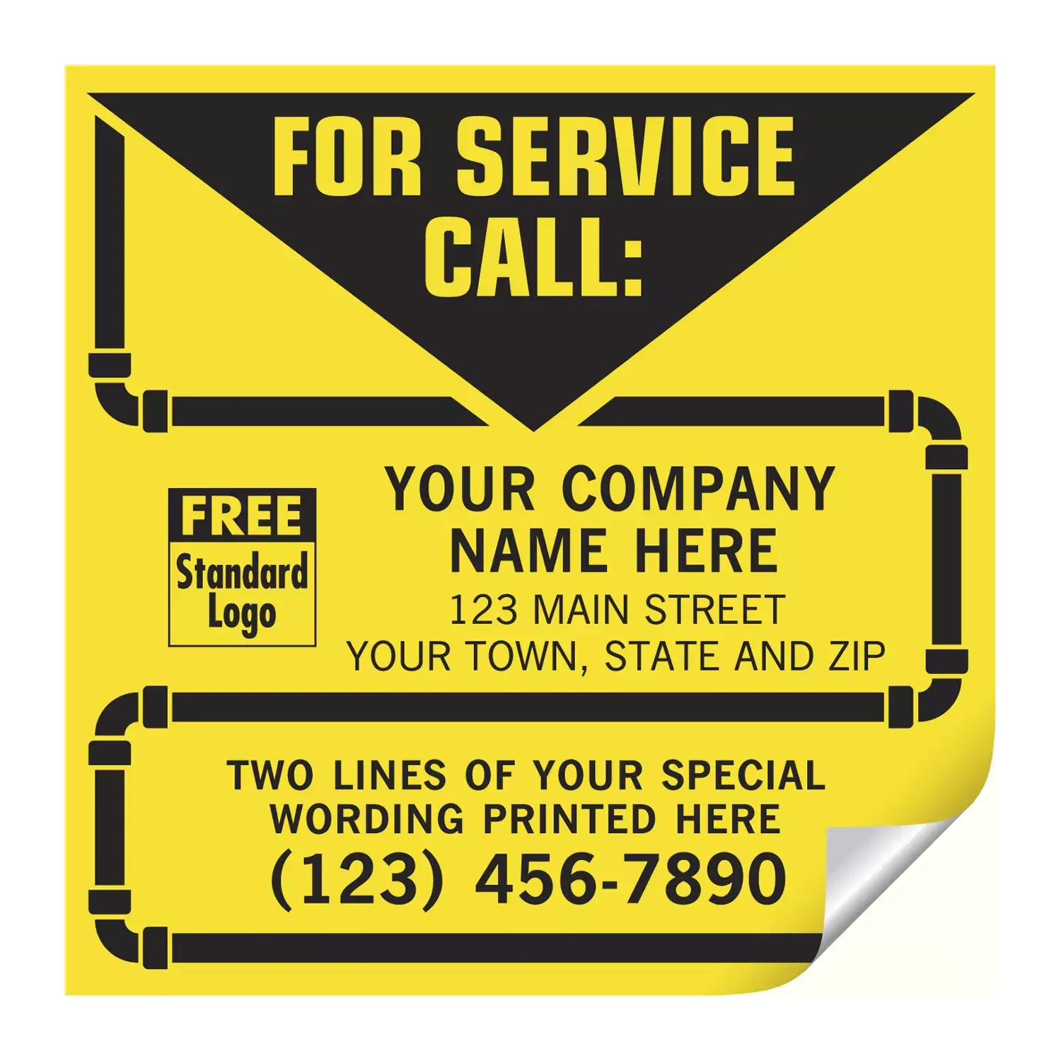 CL14 - Contractor Service Labels - Yellow with Pipe