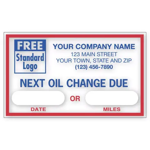 1690C - Static Cling / Windshield Labels: Next Oil Change Due