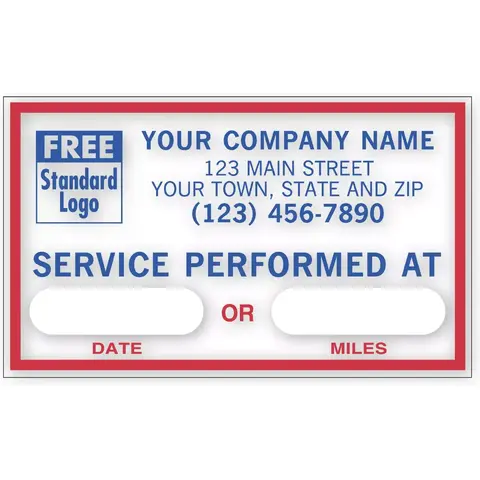 1690F - Static Cling / Windshield Labels: Service Performed At...