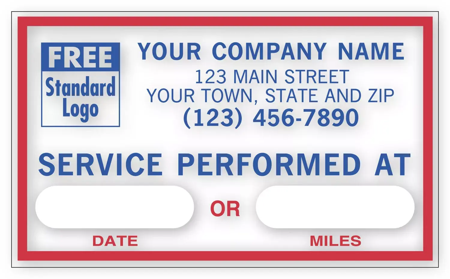 1690F - Static Cling / Windshield Labels: Service Performed At...