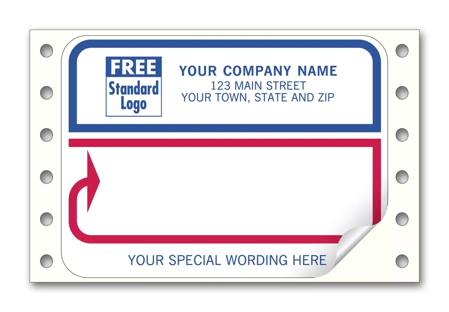 1233 - Continuous Mailing Labels, Blue & Red