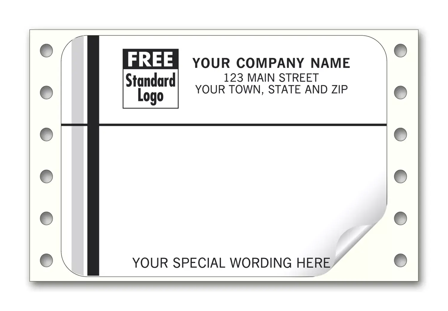 1236 - Continuous Mailing Labels, Black & White