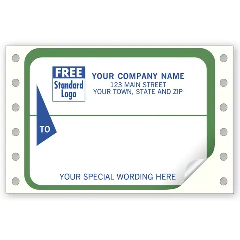 1287 - Continuous Mailing Labels, Green & White