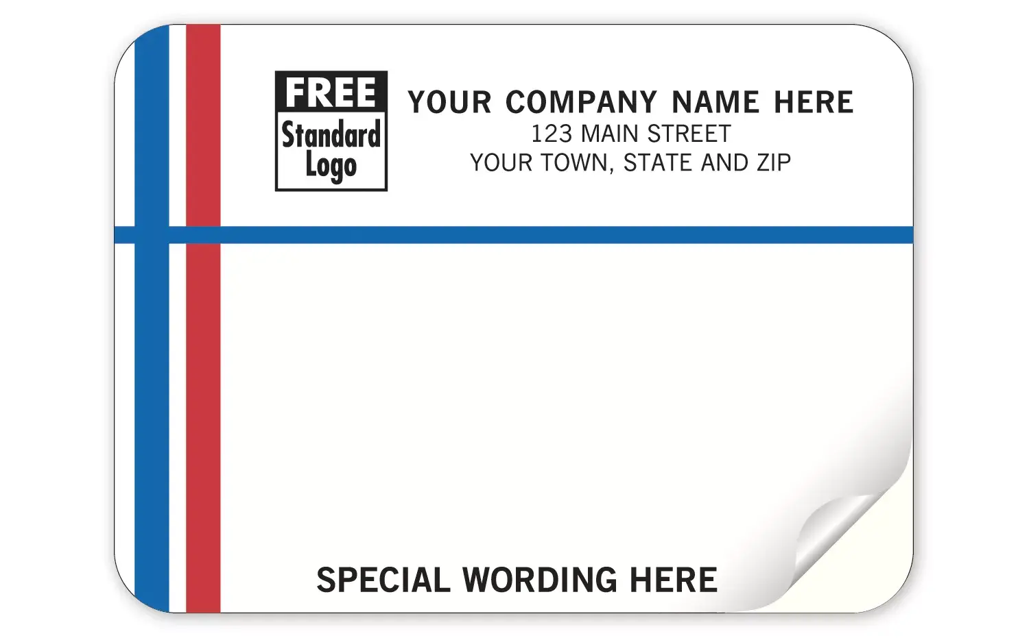 D216 - Continuous Mailing Labels, Blue & Red Lines